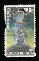 Sidoarjo, Jawa timur, Indonesia, 2022 - Stamp collection philately with the theme of the Indonesian palapa satellite illustration image photo