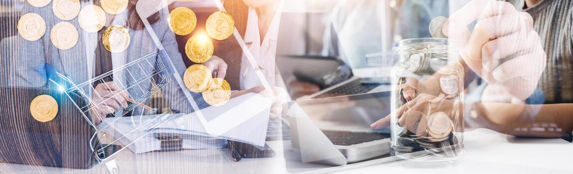 Business team finance or bookkeeper working with a calculator to calculate business data summary report, accountancy document and laptop computer at the office, business meeting concept photo