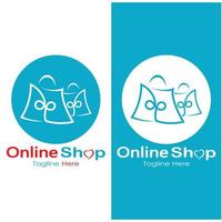 e-commerce logo shopping bag and online shopping cart and online shop logo design with modern concept vector