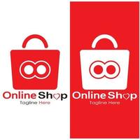 e-commerce logo shopping bag and online shopping cart and online shop logo design with modern concept vector