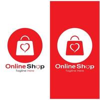 e-commerce logo shopping bag and online shopping cart and online shop logo design with modern concept vector