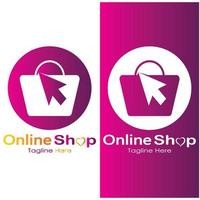 e-commerce logo shopping bag and online shopping cart and online shop logo design with modern concept vector