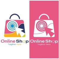 e-commerce logo shopping bag and online shopping cart and online shop logo design with modern concept
