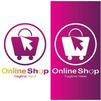 e-commerce logo shopping bag and online shopping cart and online shop logo design with modern concept vector