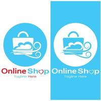 e-commerce logo shopping bag and online shopping cart and online shop logo design with modern concept vector