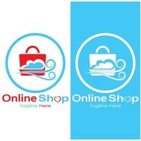 e-commerce logo shopping bag and online shopping cart and online shop logo design with modern concept vector