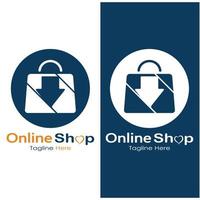 e-commerce logo shopping bag and online shopping cart and online shop logo design with modern concept vector