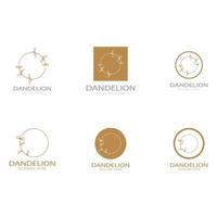 Dandelion flower logo with stem and leaves. Using modern vector concept design symbol icon illustration