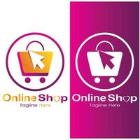 e-commerce logo shopping bag and online shopping cart and online shop logo design with modern concept vector