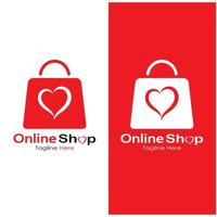 e-commerce logo shopping bag and online shopping cart and online shop logo design with modern concept vector