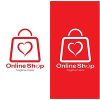 e-commerce logo shopping bag and online shopping cart and online shop logo design with modern concept vector