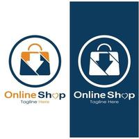 e-commerce logo shopping bag and online shopping cart and online shop logo design with modern concept vector