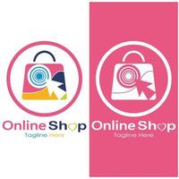 e-commerce logo shopping bag and online shopping cart and online shop logo design with modern concept vector