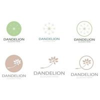 Dandelion flower logo with stem and leaves. Using modern vector concept design symbol icon illustration