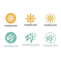 Dandelion flower logo with stem and leaves. Using modern vector concept design symbol icon illustration