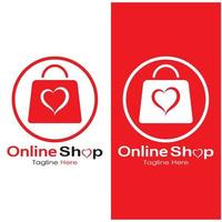 e-commerce logo shopping bag and online shopping cart and online shop logo design with modern concept vector