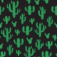 Pattern with cacti on a black background. vector