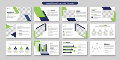plantilla de diapositivas de presentación de informe anual o diseño de diapositiva de presentación de negocios corporativos o perfil de empresa vector