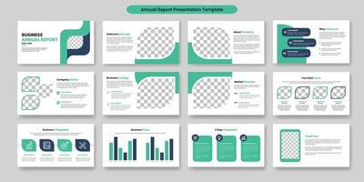 plantilla de diapositiva de presentación de informe anual o diseño de diapositivas de presentación corporativa y uso de conjunto infográfico de negocios para el perfil de la empresa
