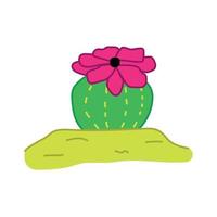 Hand Drawn Cactus in Desert with flowers vector