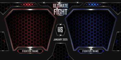 Realistic Ultimate fight sports 3d poster with modern metallic logo vector