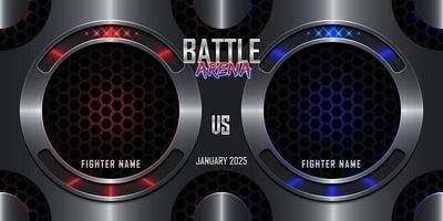 Realistic Battle arena sports 3d poster with modern metallic logo vector