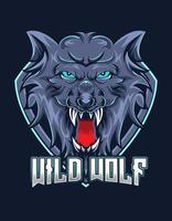 lobo mascota e-sport juegos logo vector diseño