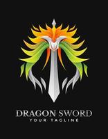 Dragon Sword Colorful gradient design vector
