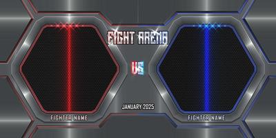 cartel 3d de arena de lucha realista con logotipo metálico moderno vector