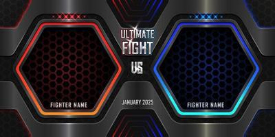 Realistic Ultimate fight sports 3d poster with modern metallic logo vector