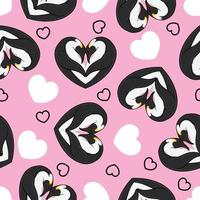 heart shaped emperor penguins pattern vector