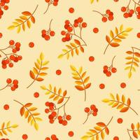 serbal y hojas de otoño de patrones sin fisuras. diseño para tela, papel de regalo, tarjeta de felicitación. ilustración de stock vectorial. vector