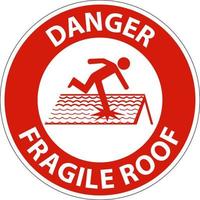 Danger Fragile Roof Sign On White Background vector