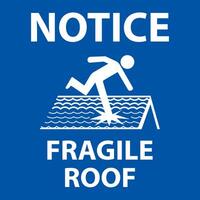 Notice Fragile Roof Sign On White Background vector