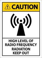 Caution High Level of RF Radiation Sign On White Background vector