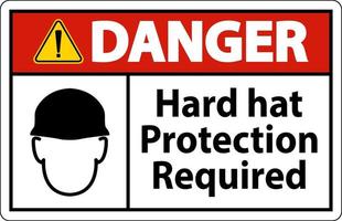 Señal de peligro de protección de casco duro requerida sobre fondo blanco. vector