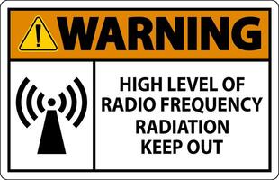 Warning High Level of RF Radiation Sign On White Background vector