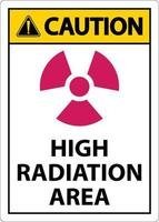 Caution High Radiation Area Sign on white background vector