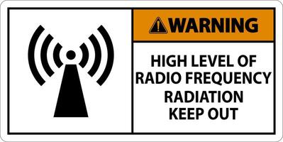 Warning High Level of RF Radiation Sign On White Background vector