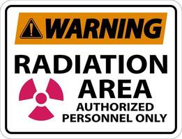 Warning Radiation Area Authorized Only Sign On White Background vector