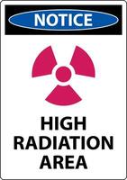 Notice High Radiation Area Sign on white background vector