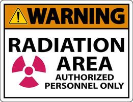 Warning Radiation Area Authorized Only Sign On White Background vector