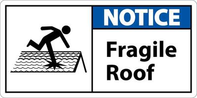 Notice Fragile Roof Sign On White Background vector