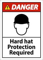 Danger Hard Hat Protection Required Sign On White Background vector