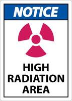 Notice High Radiation Area Sign on white background vector