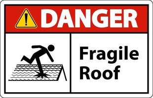 Danger Fragile Roof Sign On White Background vector