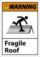 Warning Fragile Roof Sign On White Background vector