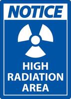 Notice High Radiation Area Sign on white background vector