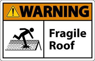 Warning Fragile Roof Sign On White Background vector