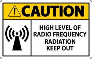 Caution High Level of RF Radiation Sign On White Background vector